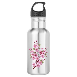 Pink Sakura on Painting Background 532 Ml Water Bottle