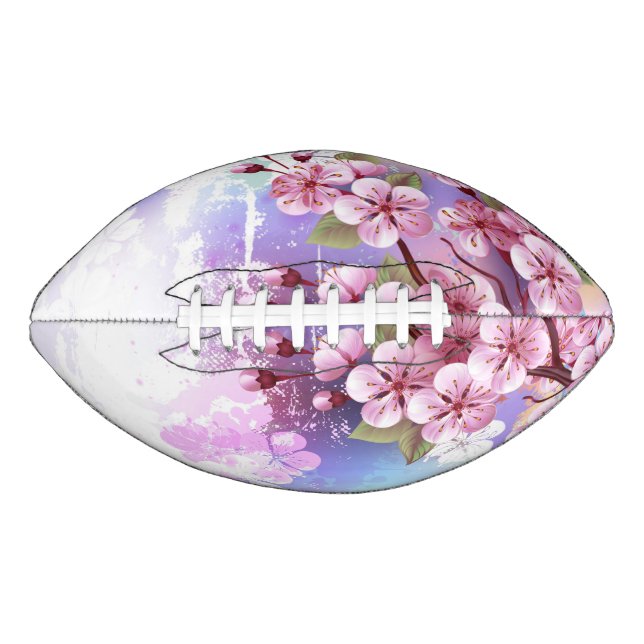 Pink Sakura on Painting Background American Football (Front)