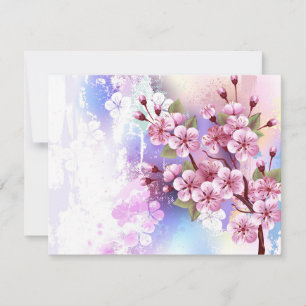 Pink Sakura on Painting Background Announcement
