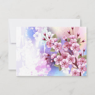 Pink Sakura on Painting Background Announcement