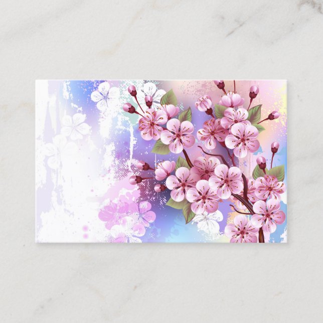 Pink Sakura on Painting Background Appointment Card (Front)