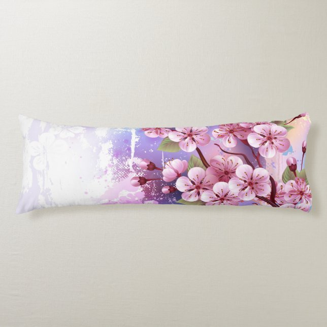 Pink Sakura on Painting Background Body Cushion (Front)