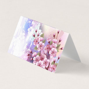Pink Sakura on Painting Background Business Card