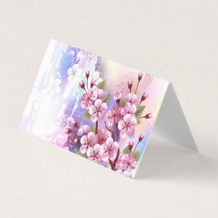 Pink Sakura on Painting Background Business Card
