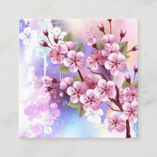 Pink Sakura on Painting Background Calling Card