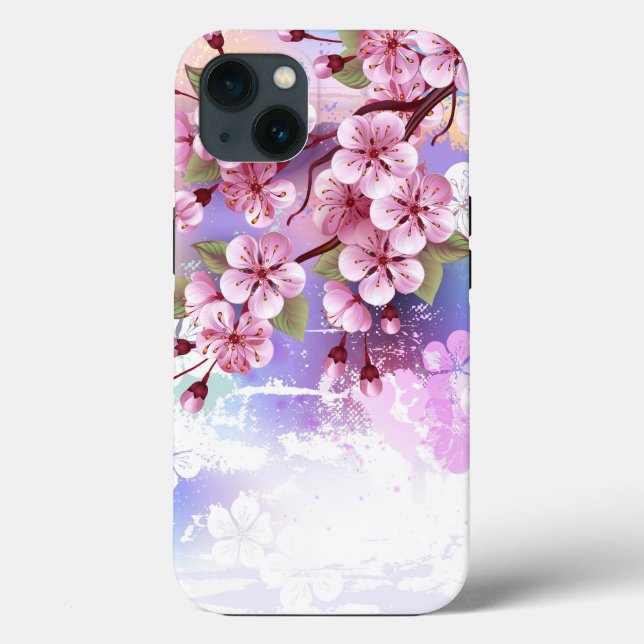 Pink Sakura on Painting Background Case-Mate iPhone Case (Back)