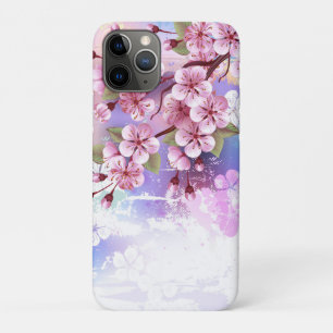 Pink Sakura on Painting Background iPhone 11 Pro Case
