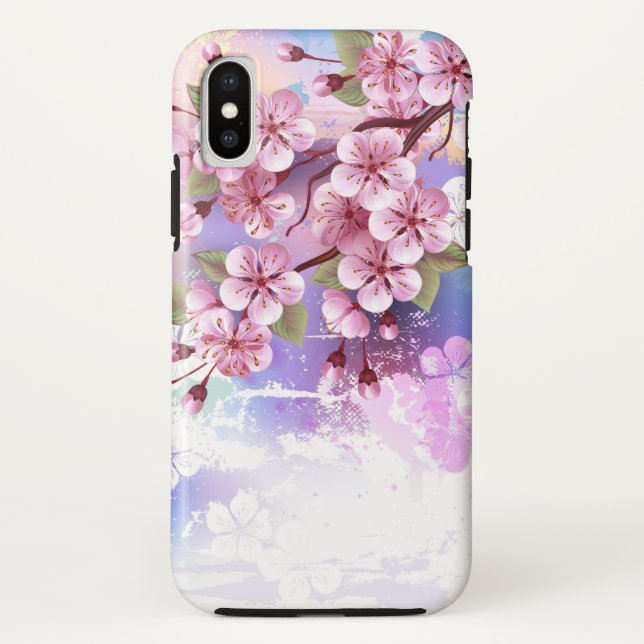 Pink Sakura on Painting Background Case-Mate iPhone Case (Back)