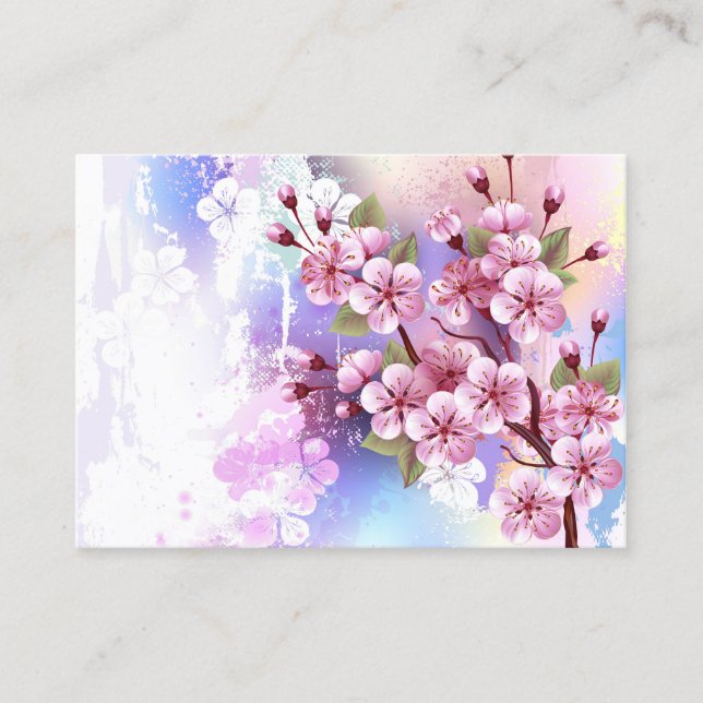 Pink Sakura on Painting Background Discount Card (Front)