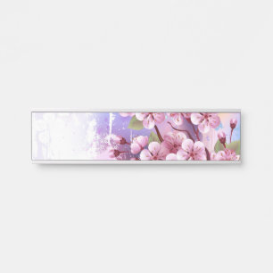 Pink Sakura on Painting Background Door Sign
