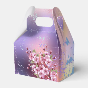 Pink Sakura on Painting Background Favour Box