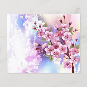 Pink Sakura on Painting Background Flyer