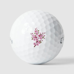 Pink Sakura on Painting Background Golf Balls