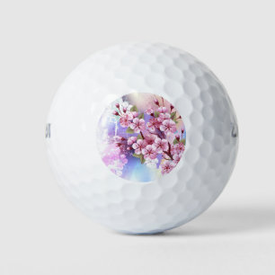 Pink Sakura on Painting Background Golf Balls