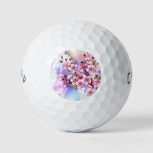 Pink Sakura on Painting Background Golf Balls