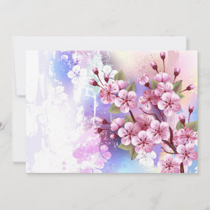 Pink Sakura on Painting Background Invitation