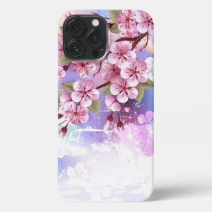 Pink Sakura on Painting Background iPhone 13 Pro Max Case