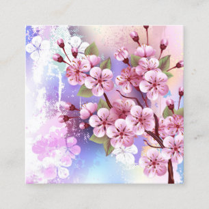 Pink Sakura on Painting Background Loyalty Card