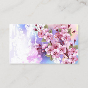 Pink Sakura on Painting Background Loyalty Card