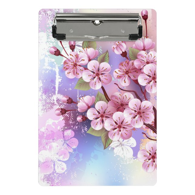 Pink Sakura on Painting Background Mini Clipboard (Front)