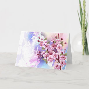 Pink Sakura on Painting Background Note Card