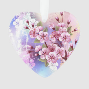Pink Sakura on Painting Background Ornament