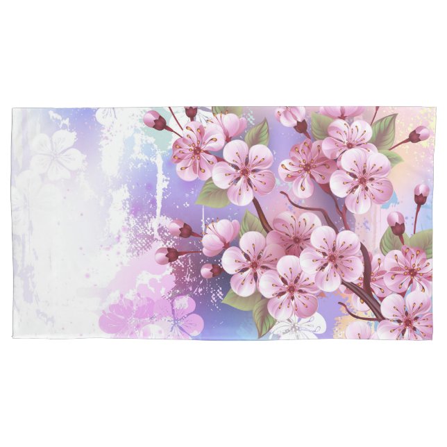 Pink Sakura on Painting Background Pillowcase (Front)