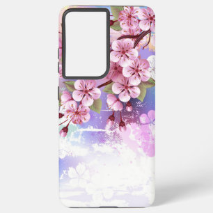 Pink Sakura on Painting Background Samsung Galaxy Case