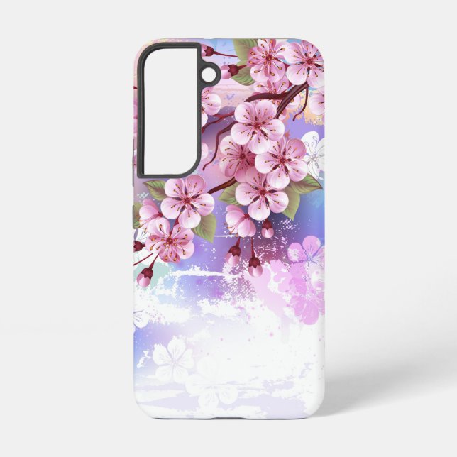 Pink Sakura on Painting Background Samsung Galaxy S22 Case (Back)