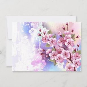 Pink Sakura on Painting Background Save The Date