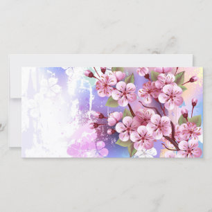 Pink Sakura on Painting Background Save The Date