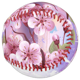 Pink Sakura on Painting Background Softball