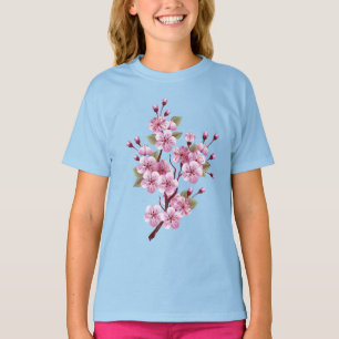 Pink Sakura on Painting Background T-Shirt