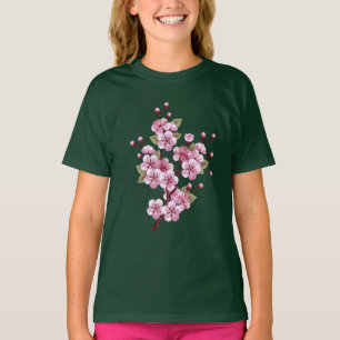 Pink Sakura on Painting Background T-Shirt