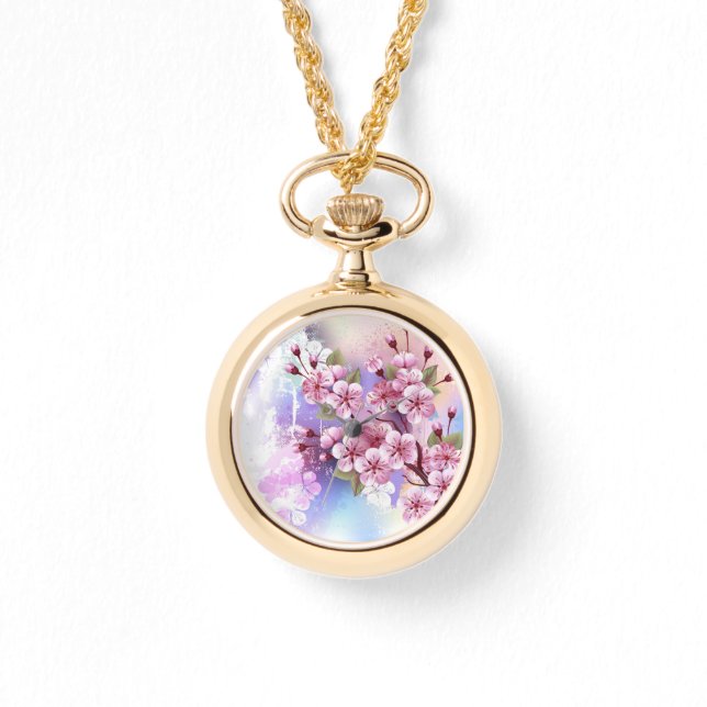 Pink Sakura on Painting Background Watch (Front)