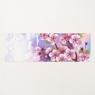 Pink Sakura on Painting Background Yoga Mat