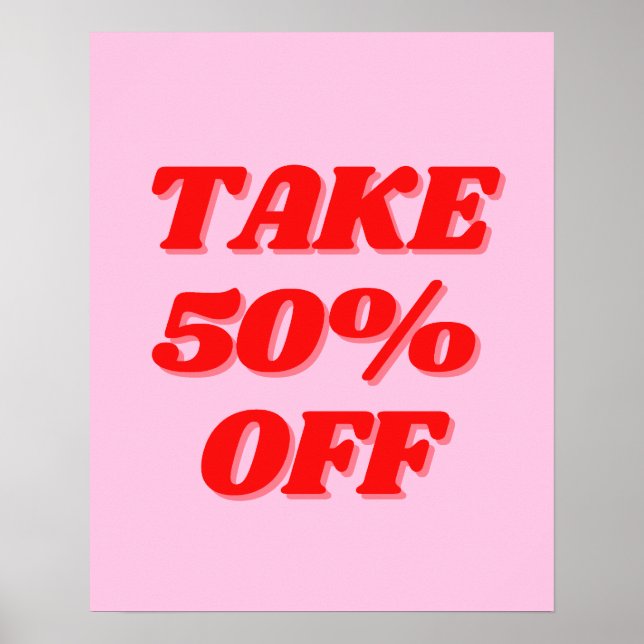 Pink Sale Sign, 50% Off Sale Sign (Front)