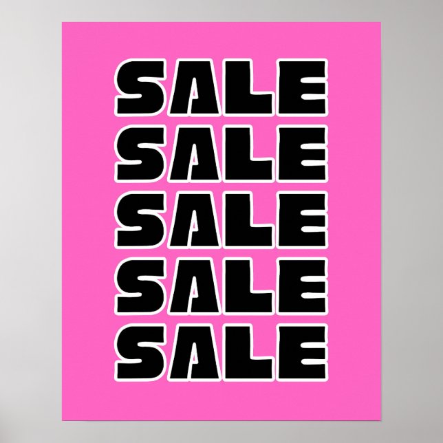 Pink Sale Sign, Retail Store Signage, Boutique Poster (Front)