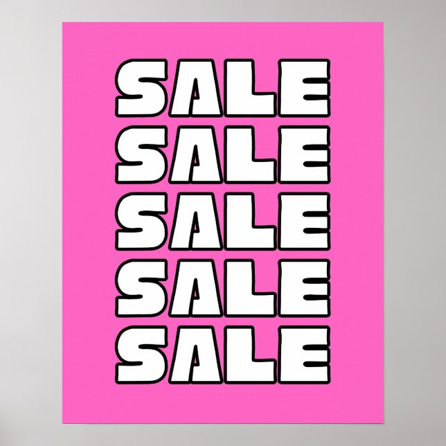 Pink Sale Sign, Retail Store Signage, Boutique Poster (Front)