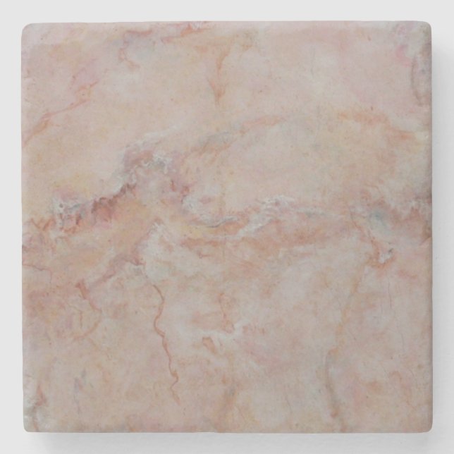Pink Salmon Coral Marble Stone Finish Stone Coaster (Front)