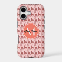 Pink Salmon Deer, Custom Monogram, Personalised