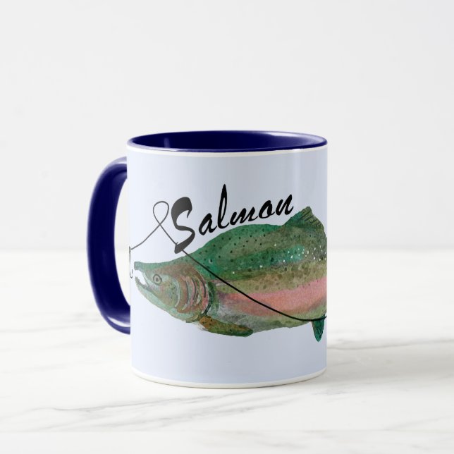 Pink Salmon Slayer Original Design Mug (Front Left)
