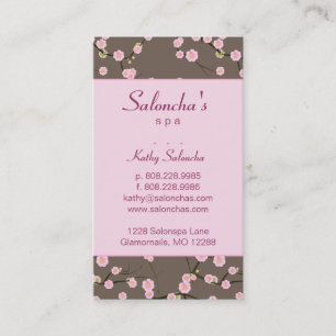 Pink Salon Business Card spa cherry blossom