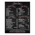 Pink Salon Price List