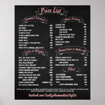 Pink Salon Price List