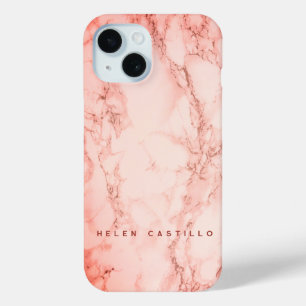 Pink Salt Marble Personalised Sleek and Stylish iPhone 15 Case