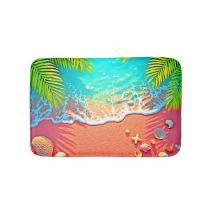 Pink Sand Beach Paradise Design Bath Mat