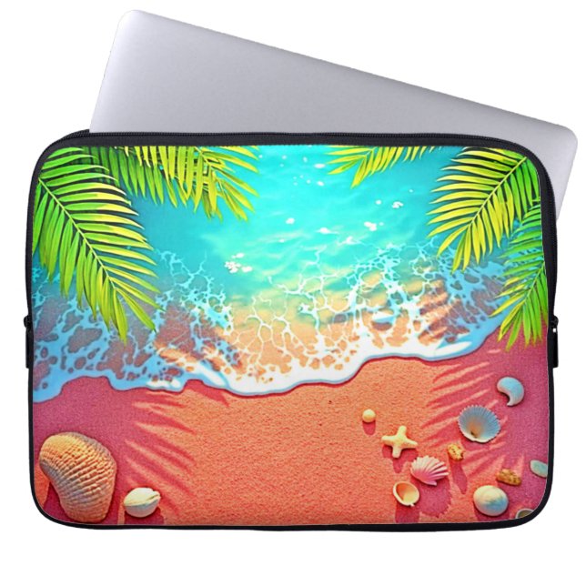 Pink Sand Beach Paradise Design Laptop Sleeve (Front)