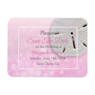Pink Sand Dollar Wedding Save the Date Magnet