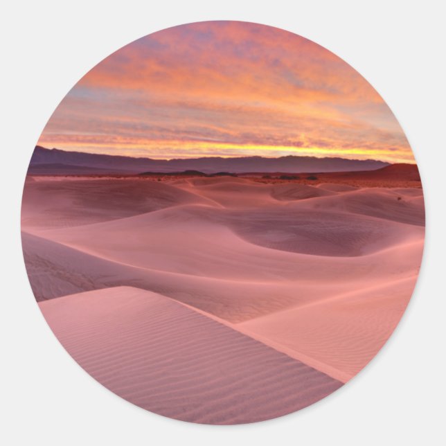 Pink sand dunes, Death Valley, CA Classic Round Sticker (Front)